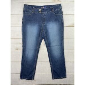 Angels Jeans Womens Sz 22 Dark Distressed Cropped Stretch Denim 90s Y2K Retro